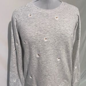 Joan Vass Daisy Embroidered Sweatshirt